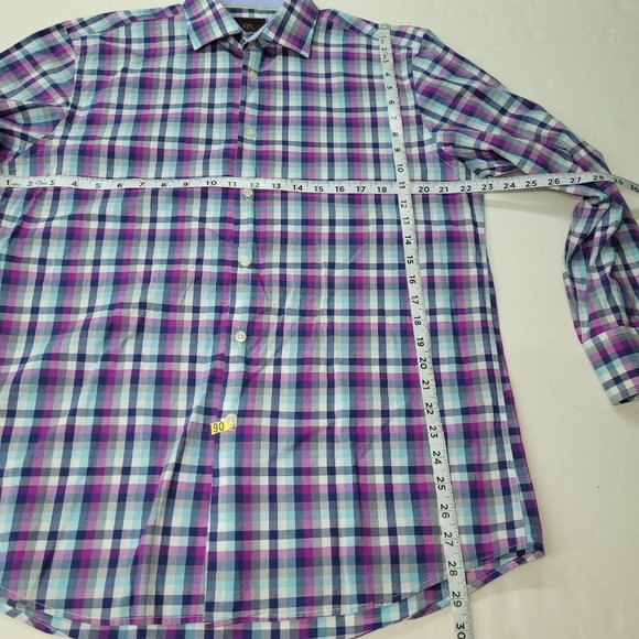 Tattersall London Shirt Men 16.5x32-33 Long Sleeve Button-Up Spread Collar *Flaw - Picture 11 of 13